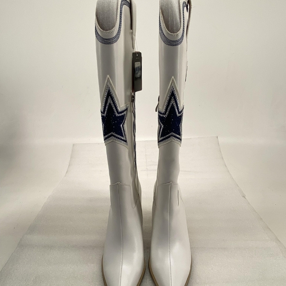 NWT DALLAS COWBOY COWGIRL BOOTS with Blue Embroidery - Picture 5 of 6